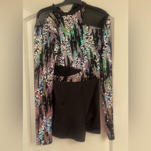 Sequin Black and Multicolor Dress